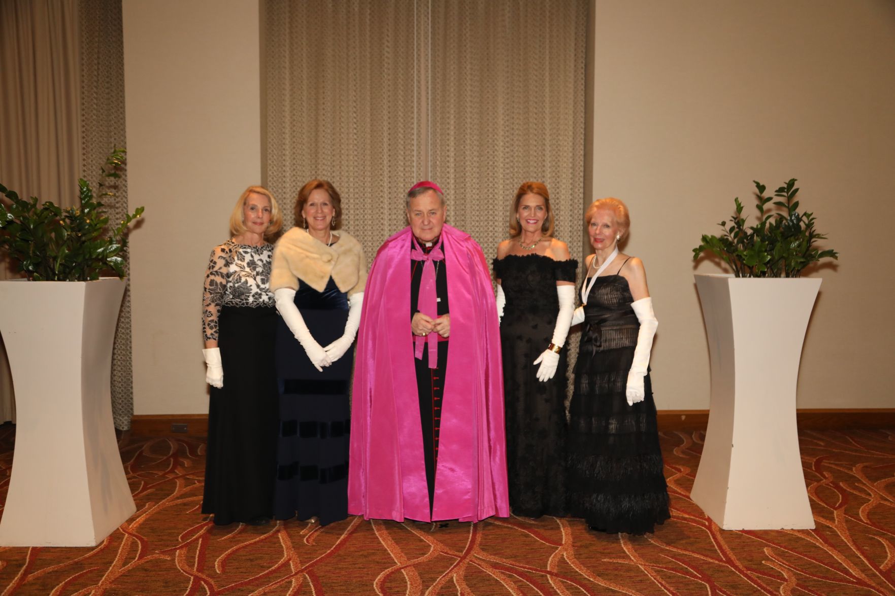 Liz Wilmsen, Past President, Doey Boldt, Past President, Archbishop Robert James Carlson, Mary Ciapciak, President of Board, Mary Ellen McEnery, Past President